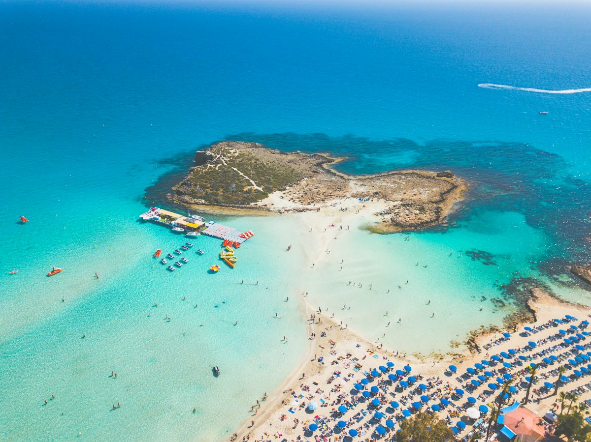 Turquoise water and white sand at a Cyprus beach